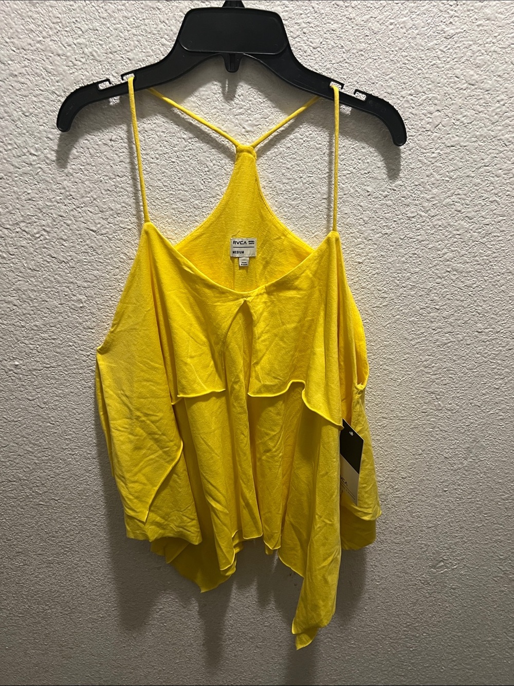 RVCA Yellow Ruffle-Front Spaghetti-Strap Camisole